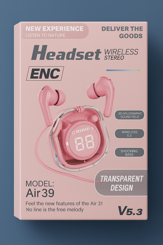 “Air 39 Wireless ENC Earbuds – Transparent Design”