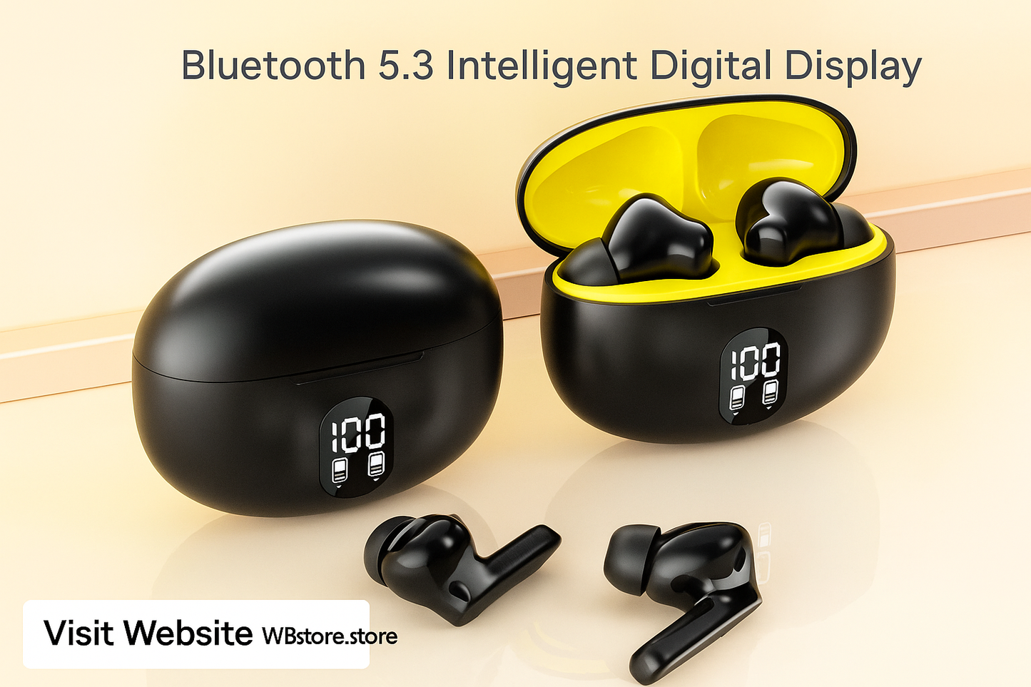 Bluetooth 5.3 Wireless Earbuds with Digital LED Display, Deep Bass & Long Battery Life