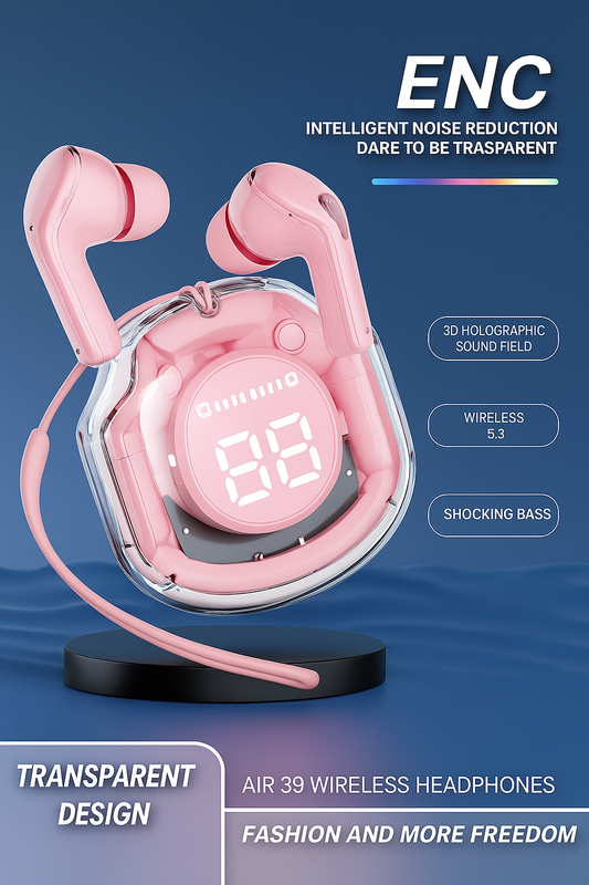 “Air 39 Wireless ENC Earbuds – Transparent Design”