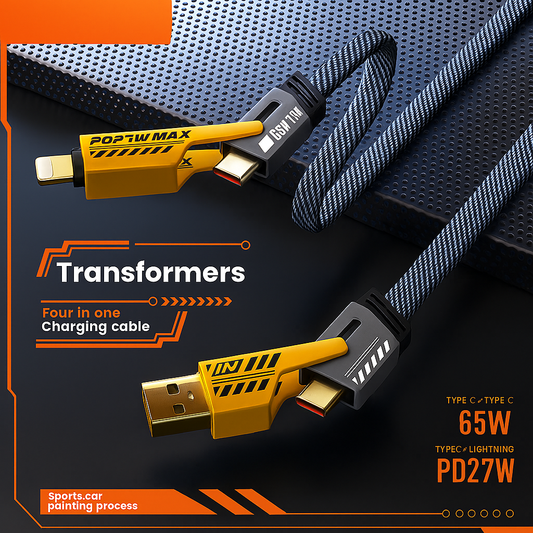 High-Speed 4-in-1 Data Cable | 65W Super Fast Charging | Universal Quad Interface