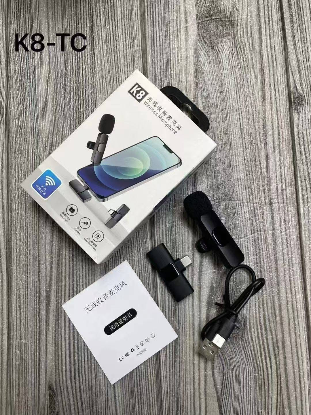 K8 Wireless Microphone – Type-C Lavalier Mic for Vlogging & Live Streaming